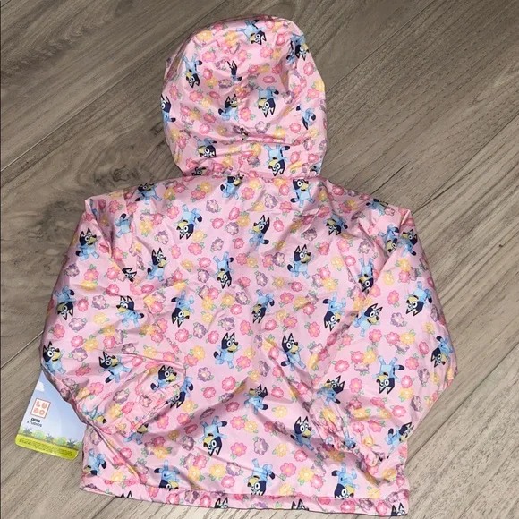Bluey & Bingo Toddler Girls Pink Floral Donut Windbreaker Jacket 2T - Picture 5 of 5